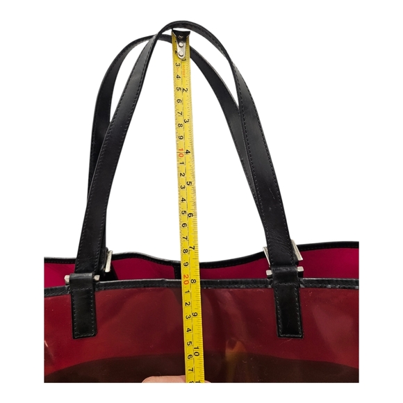 BURBERRY Nova Check Tote Bag Coated Canvas Vinyl Beige Red - Picture 3 of 16